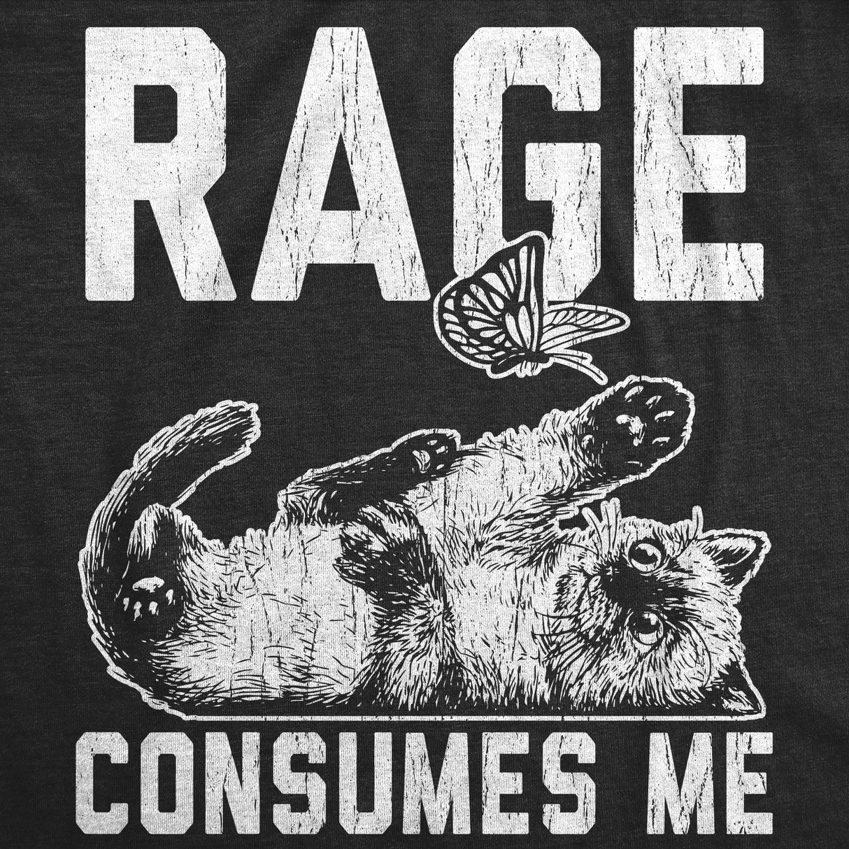 Mens Funny T Shirts Rage Consumes Me Sarcastic Kitten Graphic Novelty Tee for Men