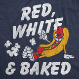 Mens Funny T Shirts Red White and Baked Sarcastic Fourth Of July Graphic Novelty 420 Tee for Men