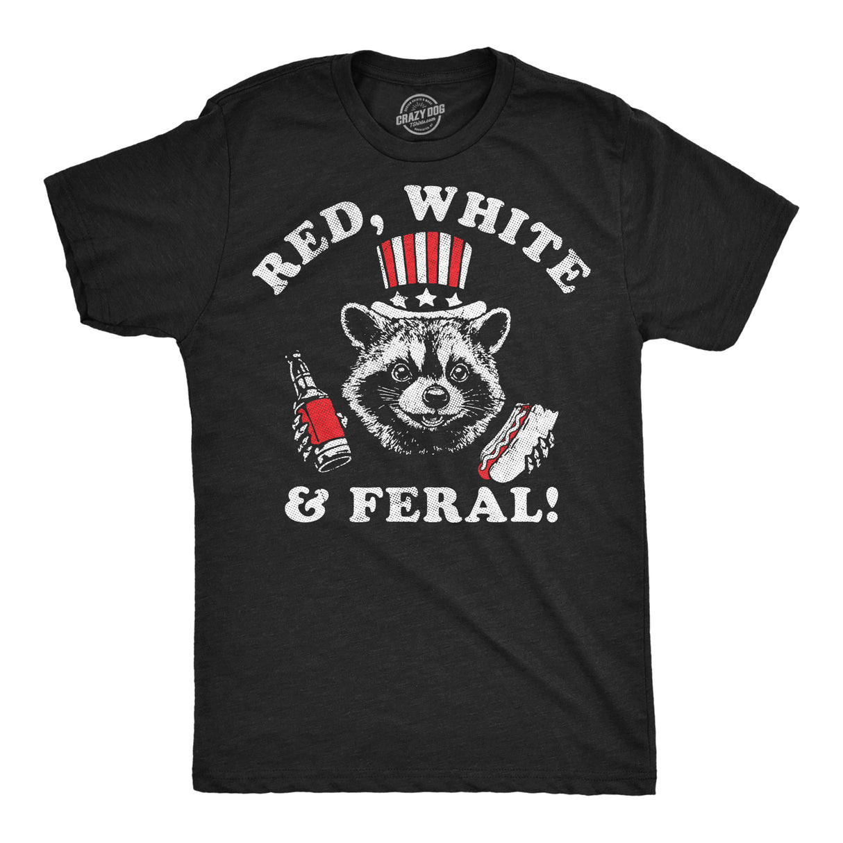 Mens Funny T Shirts Red White and Feral Sarcastic Fourth Of July Graphic Novelty Tee for Men