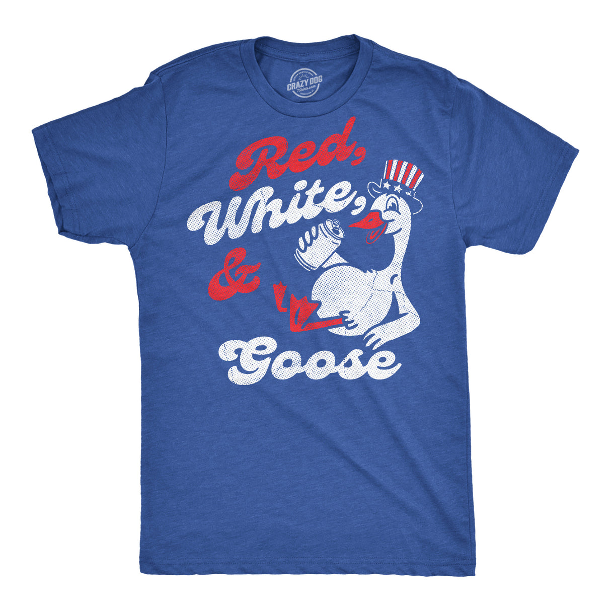Mens Funny T Shirts Red White and Goose Sarcastic Fourth Of July Graphic Novelty Drinking Tee for Men