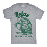Mens Funny T Shirts Relax Im Literally Just Vibing Sarcastic Frog Graphic Novelty Tee for Men