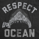 Mens Funny T Shirts Respect The Ocean Sarcastic Shark Graphic Novelty Tee for Men