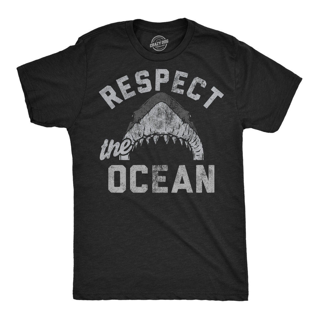 Mens Funny T Shirts Respect The Ocean Sarcastic Shark Graphic Novelty Tee for Men