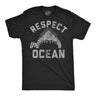 Mens Funny T Shirts Respect The Ocean Sarcastic Shark Graphic Novelty Tee for Men