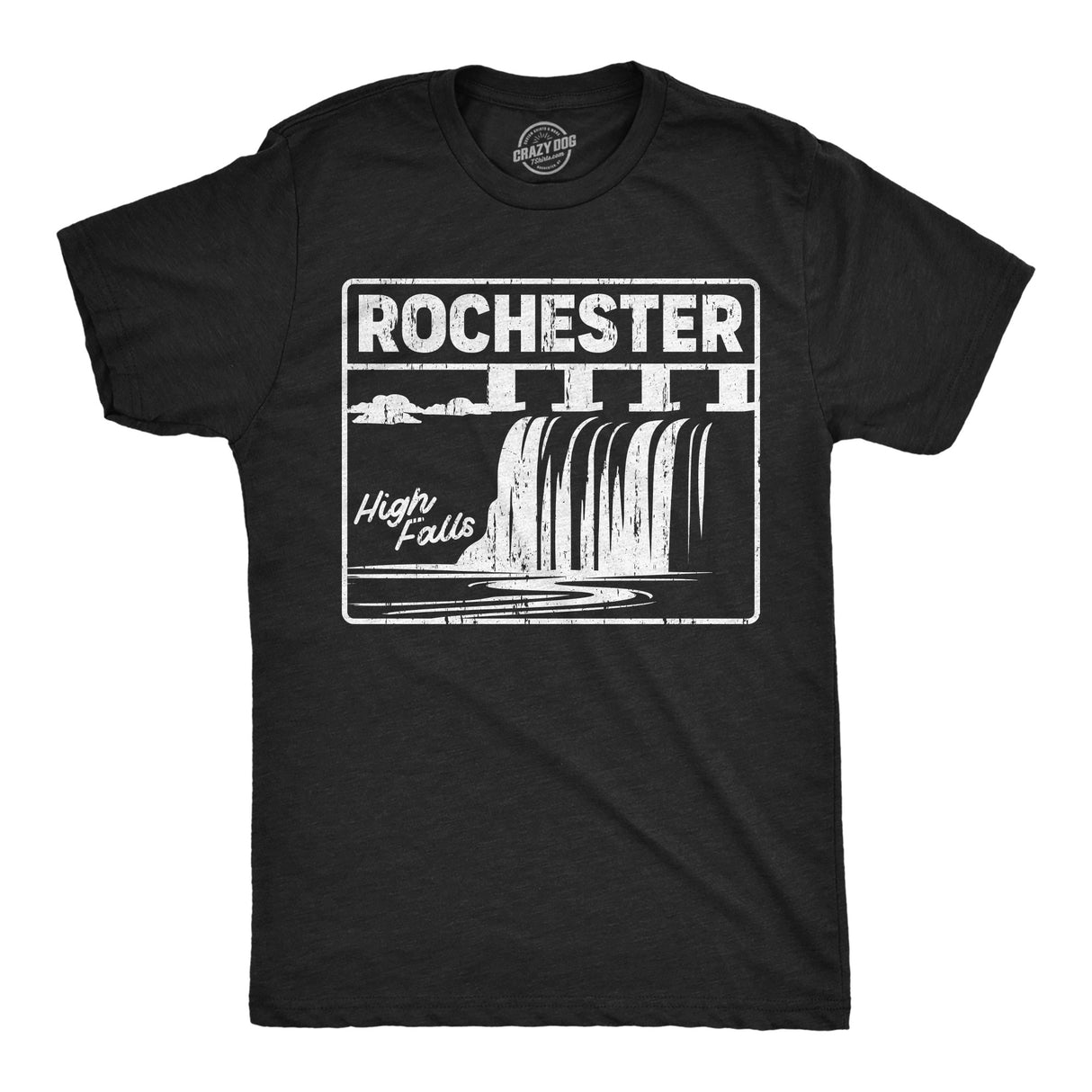 Mens Funny T Shirts Rochester High Falls Sarcastic Waterfall Graphic Novelty WNY Tee for Men