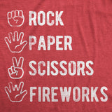 Mens Funny T Shirts Rock Paper Scissors Fireworks Sarcastic Fourth Of July Graphic Novelty Tee for Men