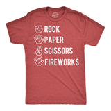 Mens Funny T Shirts Rock Paper Scissors Fireworks Sarcastic Fourth Of July Graphic Novelty Tee for Men