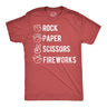Mens Funny T Shirts Rock Paper Scissors Fireworks Sarcastic Fourth Of July Graphic Novelty Tee for Men