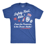 Mens Funny T Shirts Safety First Kids Leave The Fireworks to The Drunk Adults Sarcastic Fourth Of July Tee for Men