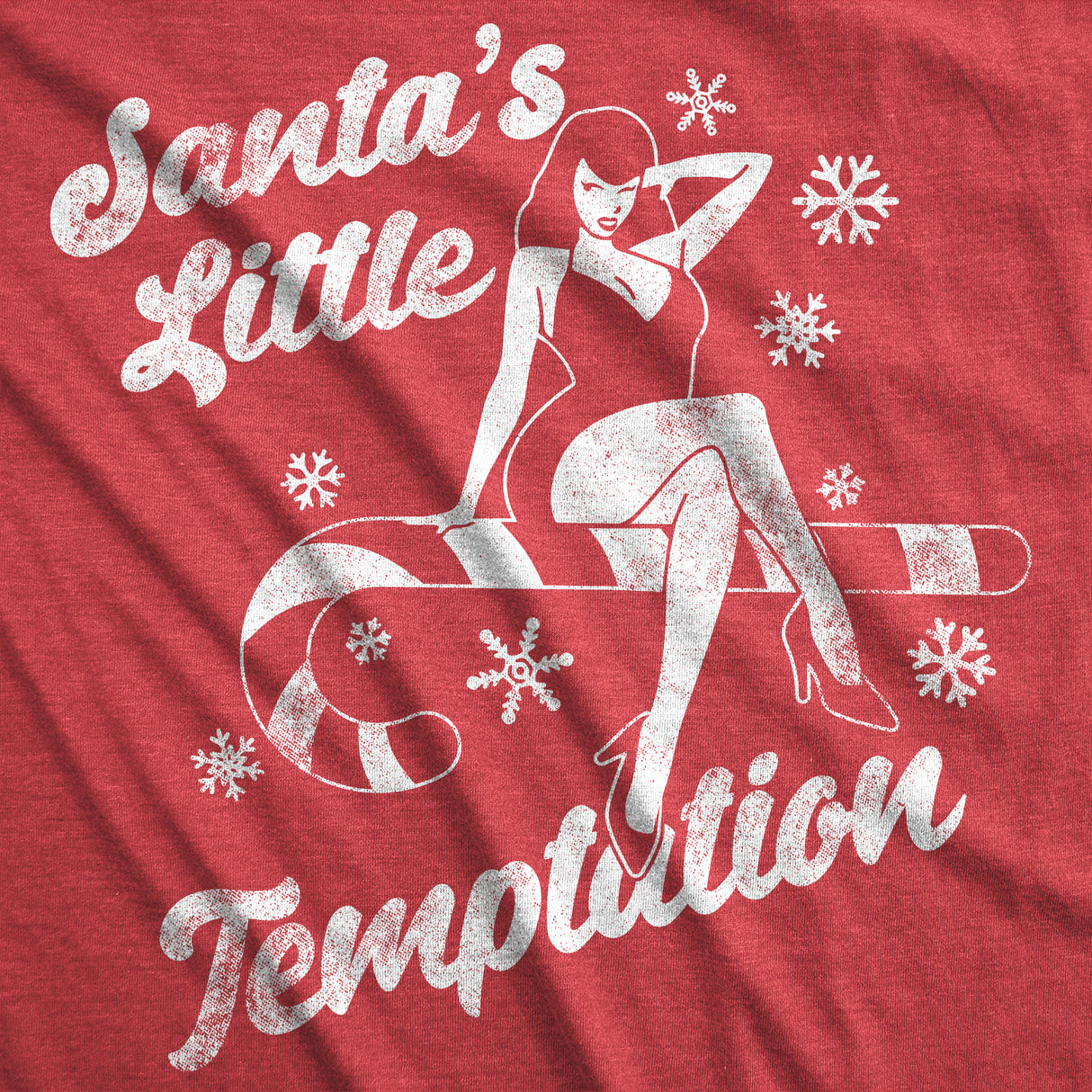 Womens Funny T Shirts Santas Little Temptation Sarcastic Christmas Graphic Tee For Ladies