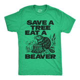 Mens Funny T Shirts Save A Tree Eat A Beaver Sarcastic Graphic Novelty Tee for Men