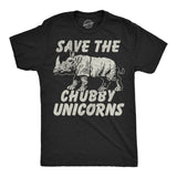 Mens Funny T Shirts Save The Chubby Unicorns Sarcastic Rhino Graphic Novelty Tee for Men