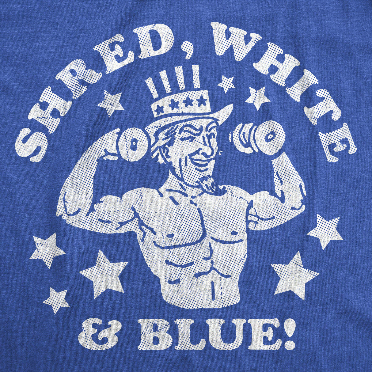Mens Funny T Shirts Shred White and Blue Sarcastic Fourth Of July Graphic Novelty Tee for Men