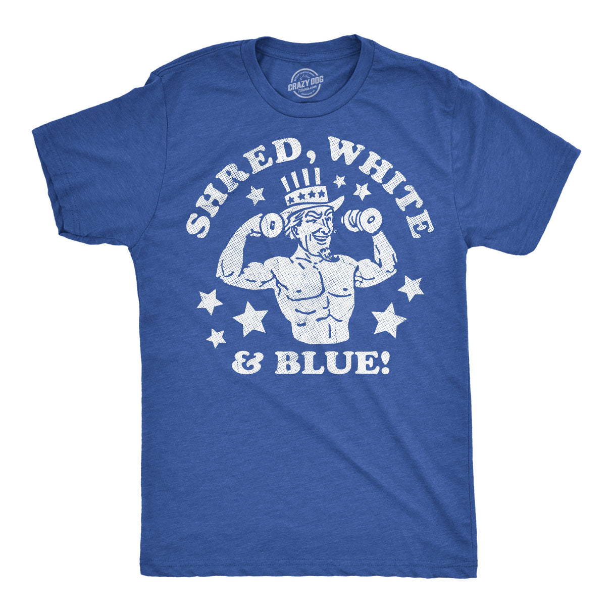 Mens Funny T Shirts Shred White and Blue Sarcastic Fourth Of July Graphic Novelty Tee for Men