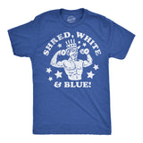 Mens Funny T Shirts Shred White and Blue Sarcastic Fourth Of July Graphic Novelty Tee for Men
