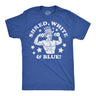 Mens Funny T Shirts Shred White and Blue Sarcastic Fourth Of July Graphic Novelty Tee for Men
