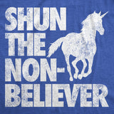 Womens Funny T Shirts Shun The Non Believer Sarcastic Unicorn Graphic Novelty Tee for Ladies