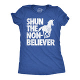 Womens Funny T Shirts Shun The Non Believer Sarcastic Unicorn Graphic Novelty Tee for Ladies