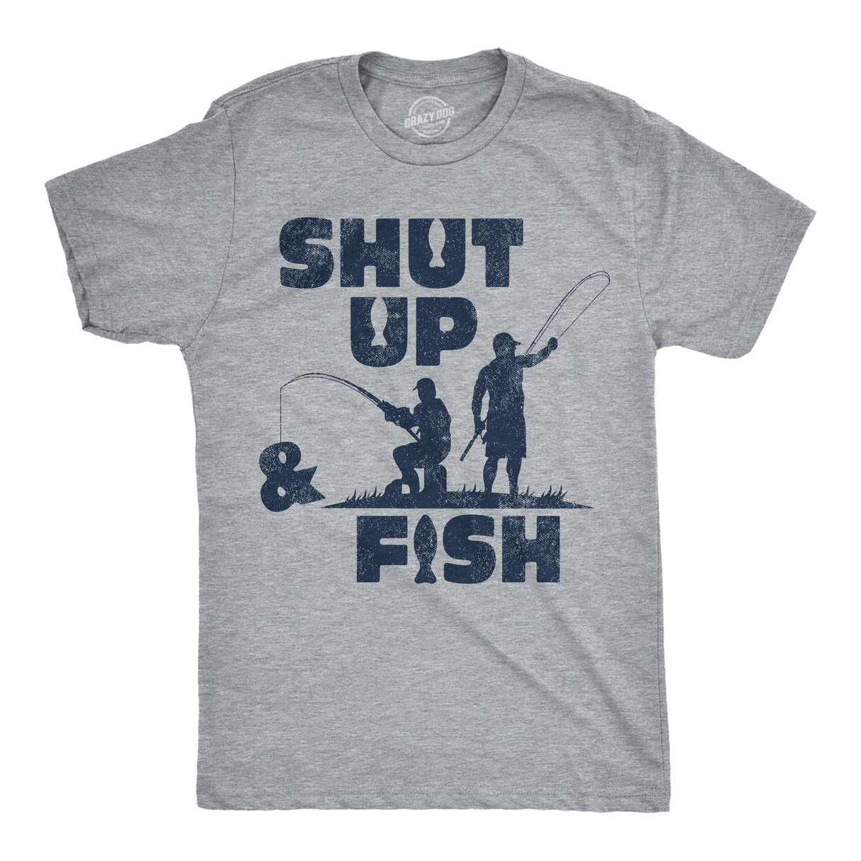 Mens Funny T Shirts Shut Up and Fish Sarcastic Graphic Fishing Novelty Tee for Men