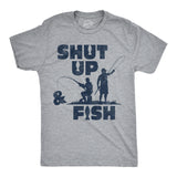 Mens Funny T Shirts Shut Up and Fish Sarcastic Graphic Fishing Novelty Tee for Men