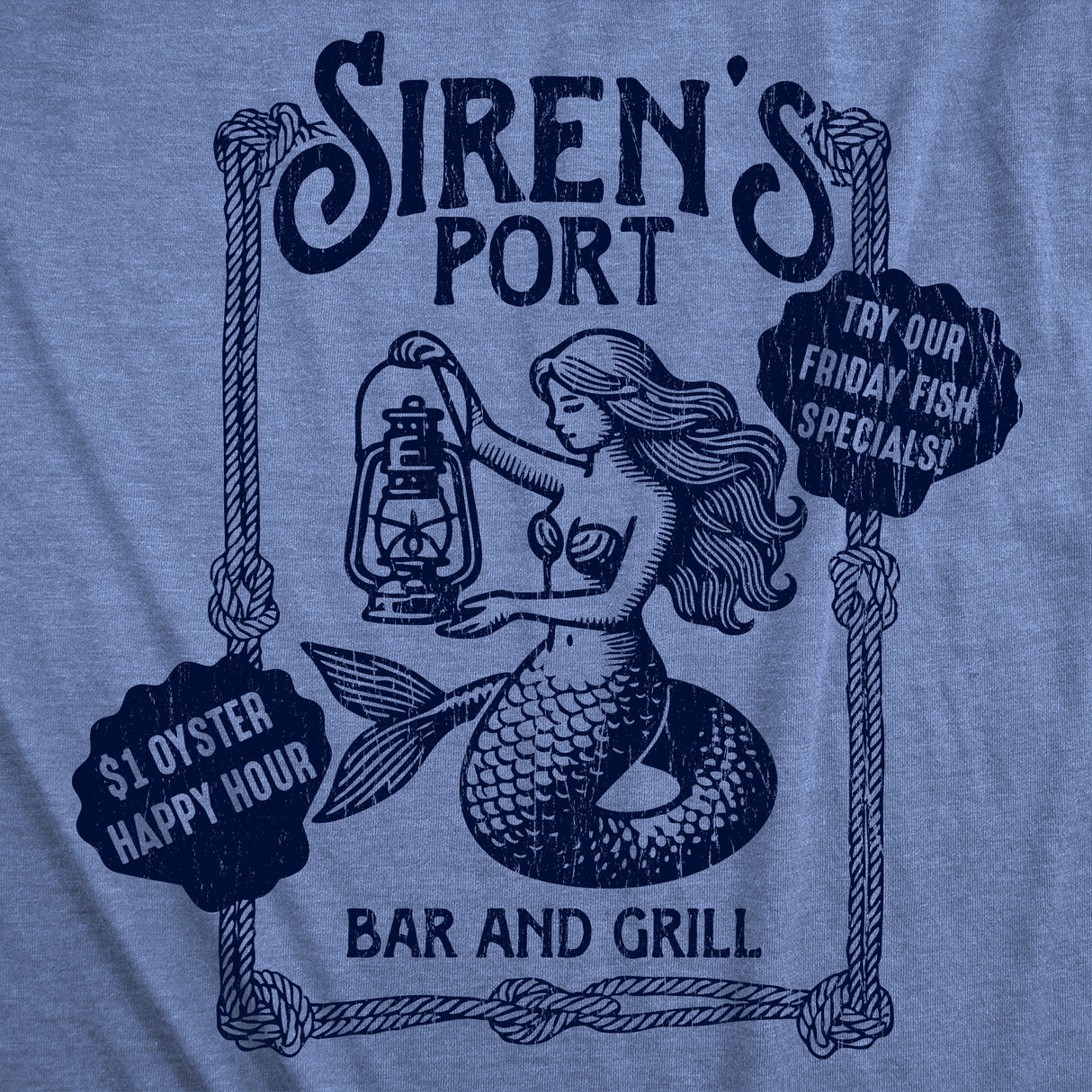 Mens Funny T Shirts Sirens Port Bar and Grill Sarcastic Mermaid Graphic Novelty Tee for Men