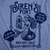 Mens Funny T Shirts Sirens Port Bar and Grill Sarcastic Mermaid Graphic Novelty Tee for Men