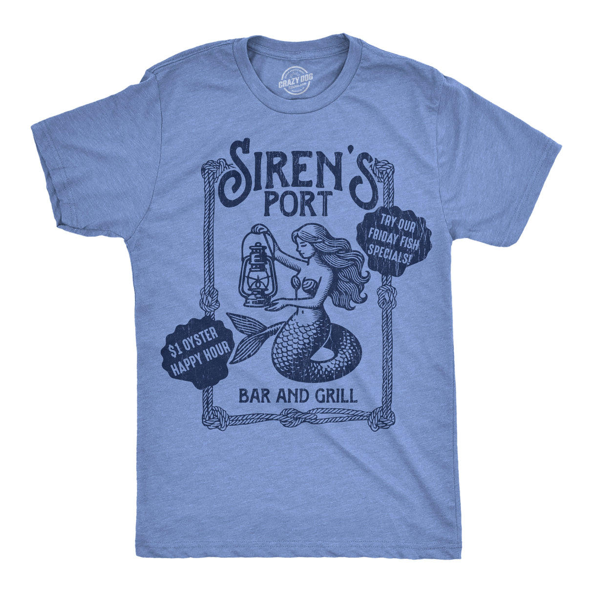 Mens Funny T Shirts Sirens Port Bar and Grill Sarcastic Mermaid Graphic Novelty Tee for Men
