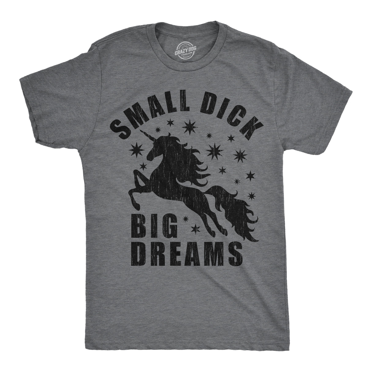Mens Funny T Shirts Small Dick Big Dreams Sarcastic Unicorn Graphic Novelty Adult Joke Tee for Men