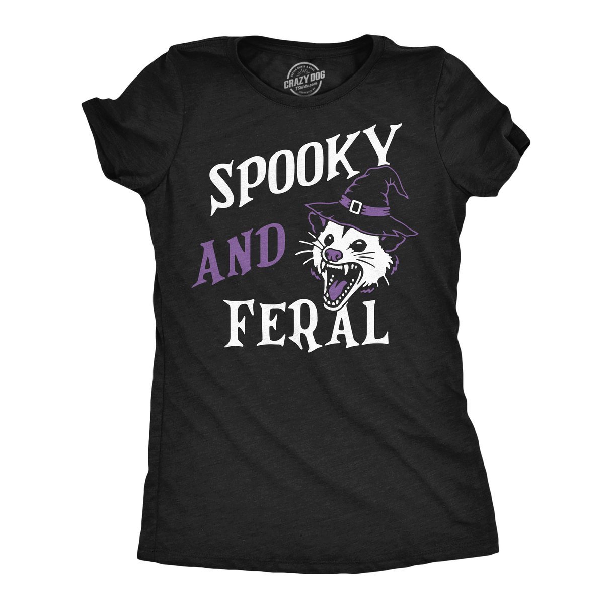 Womens Funny T Shirts Spooky And Feral Sarcastic Halloween Graphic Novelty Tee For Ladies