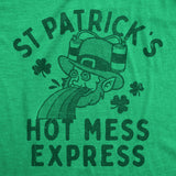 Womens Funny T Shirts St Patricks Hot Mess Express Sarcastic St Pattys Day Graphic Novelty Tee for Ladies