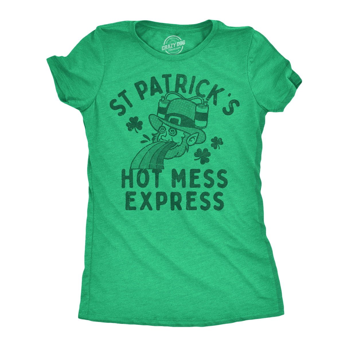 Womens Funny T Shirts St Patricks Hot Mess Express Sarcastic St Pattys Day Graphic Novelty Tee for Ladies