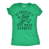 Womens Funny T Shirts St Patricks Hot Mess Express Sarcastic St Pattys Day Graphic Novelty Tee for Ladies
