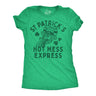 Womens Funny T Shirts St Patricks Hot Mess Express Sarcastic St Pattys Day Graphic Novelty Tee for Ladies