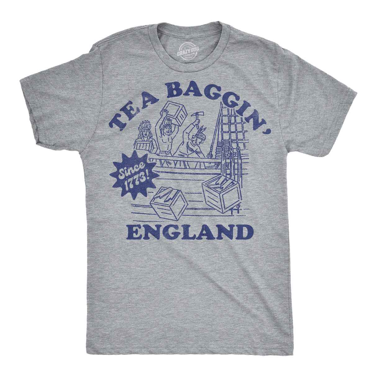 Mens Funny T Shirts Tea Baggin England Sarcastic Fourth Of July Graphic Novelty Tee for Men
