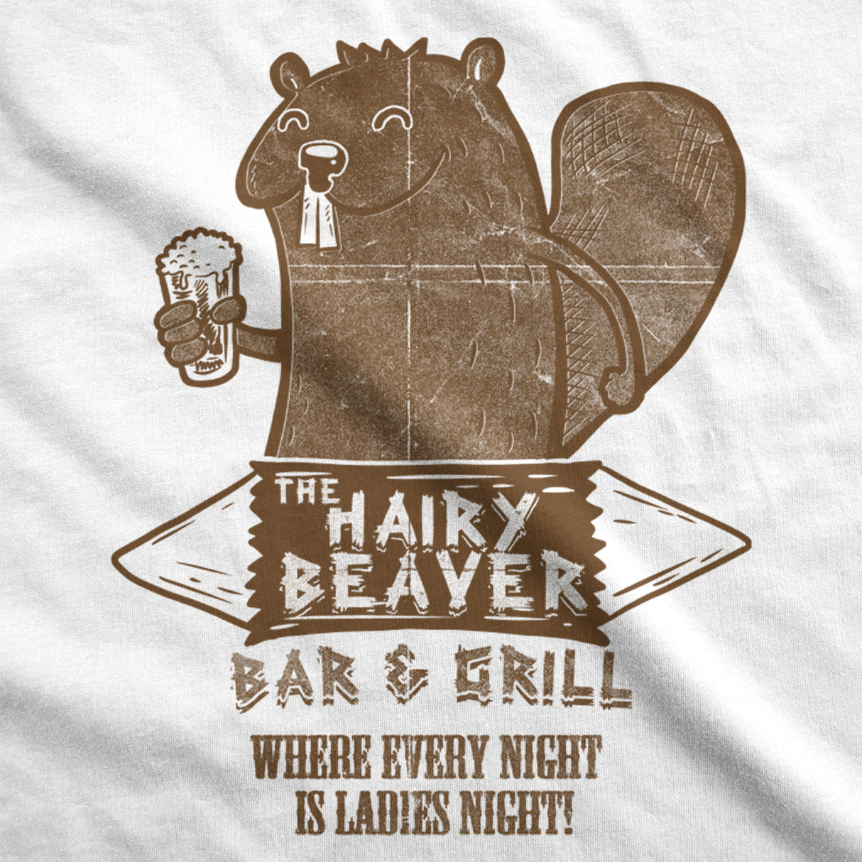 Mens Funny T Shirts The Hairy Beaver Bar and Grill Sarcastic Drinking Graphic Novelty Tee for Men