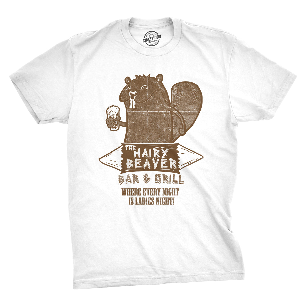 Mens Funny T Shirts The Hairy Beaver Bar and Grill Sarcastic Drinking Graphic Novelty Tee for Men