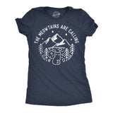 Womens Funny T Shirts The Meowtains Are Calling Sarcastic Nature Cat Graphic Novelty Tees for Ladies
