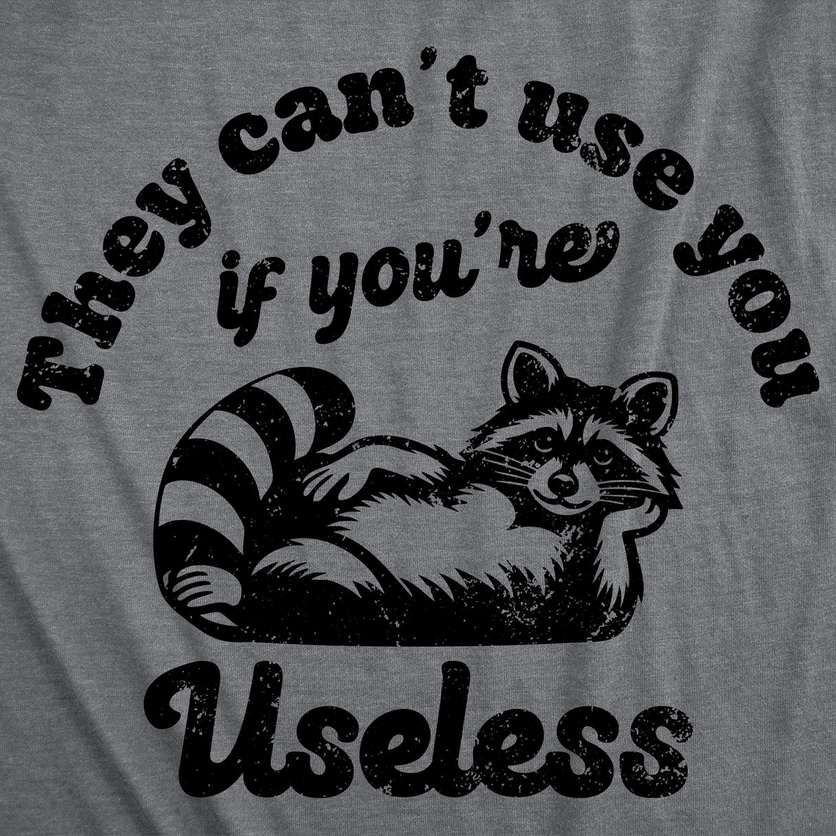 Mens Funny T Shirts They Cant Use You If Youre Useless Sarcastic Raccoon Graphic Novelty Tee for Men