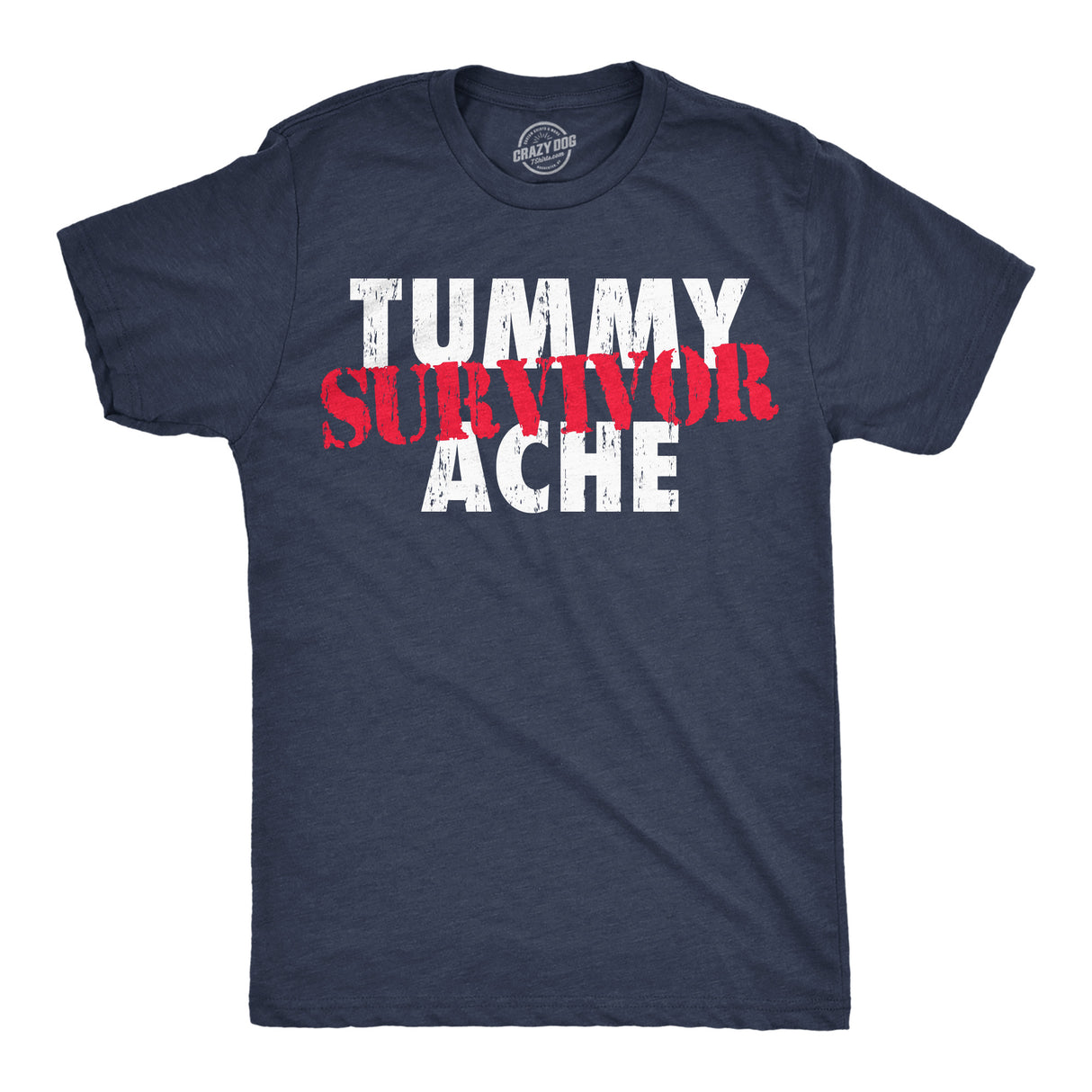 Mens Funny T Shirts Tummy Ache Survivor Sarcastic Graphic Novelty Tee for Men