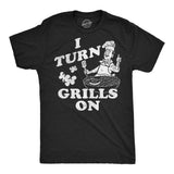 Mens Funny T Shirts I Turn Grills On Sarcastic BBQ Graphic Novelty Tee for Men