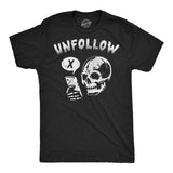Mens Funny T Shirts Unfollow Sarcastic Social Media Graphic Novelty Tee for Men