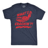 Mens Funny T Shirts Whats Crackin Sarcastic Lobster Graphic Novelty Tee for Men