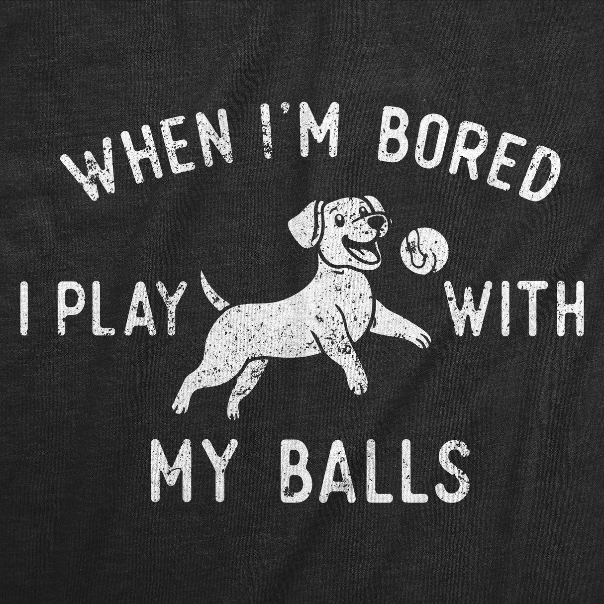 Mens Funny T Shirts When Im Bored I Play With My Balls Sarcastic Puppy Graphic Novelty Tee for Men