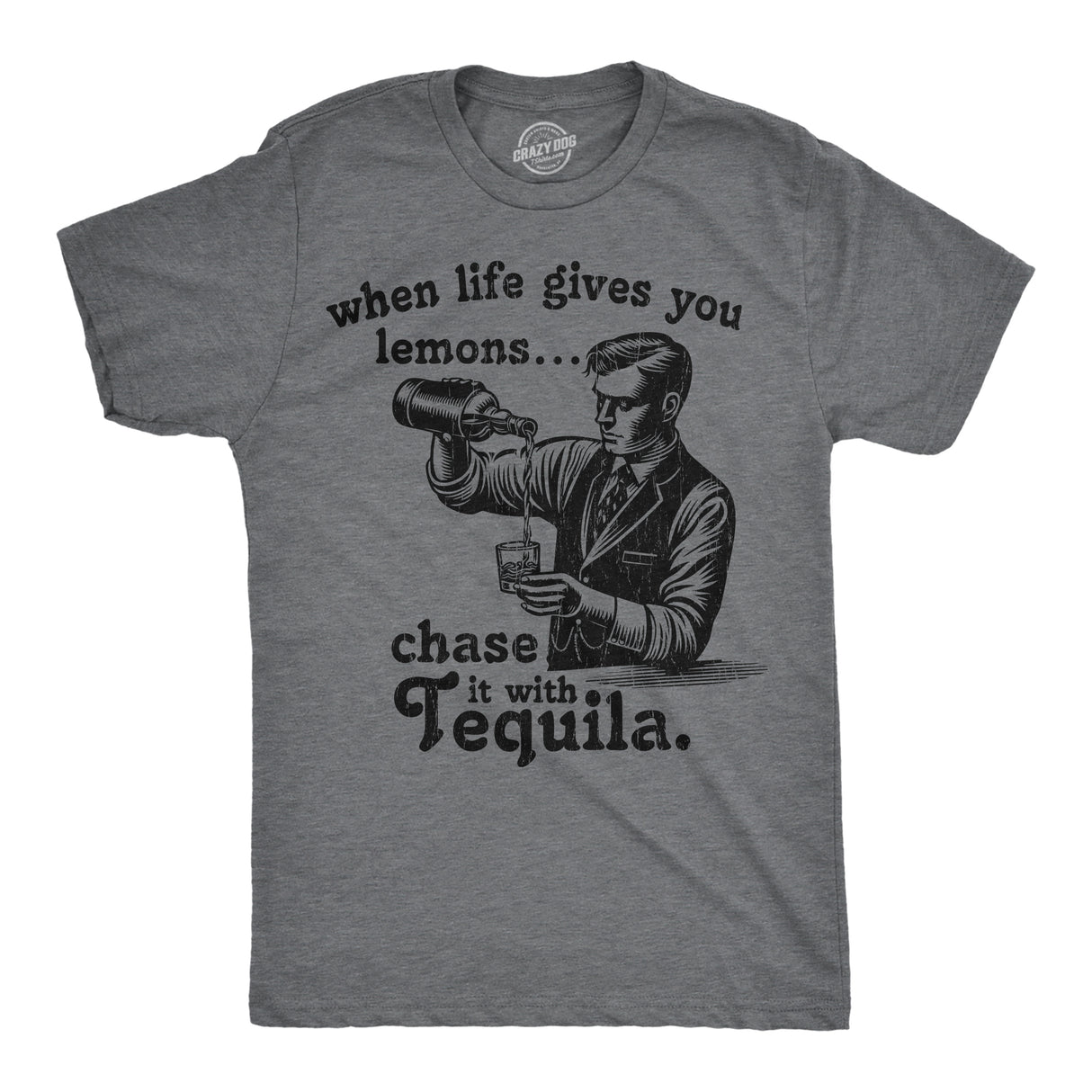Mens Funny T Shirts When Life Gives You Lemons Chase It With Tequila Sarcastic Drinking Graphic Novelty Tee for Men