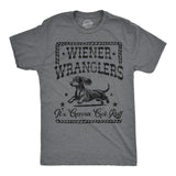 Mens Funny T Shirts Wiener Wranglers Its Gonna Get Ruff Sarcastic Puppy Graphic Novelty Tee for Men