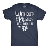 Mens Funny T Shirts Without Music Life Would B Flat Sarcastic Musical Graphic Novelty Tee for Men