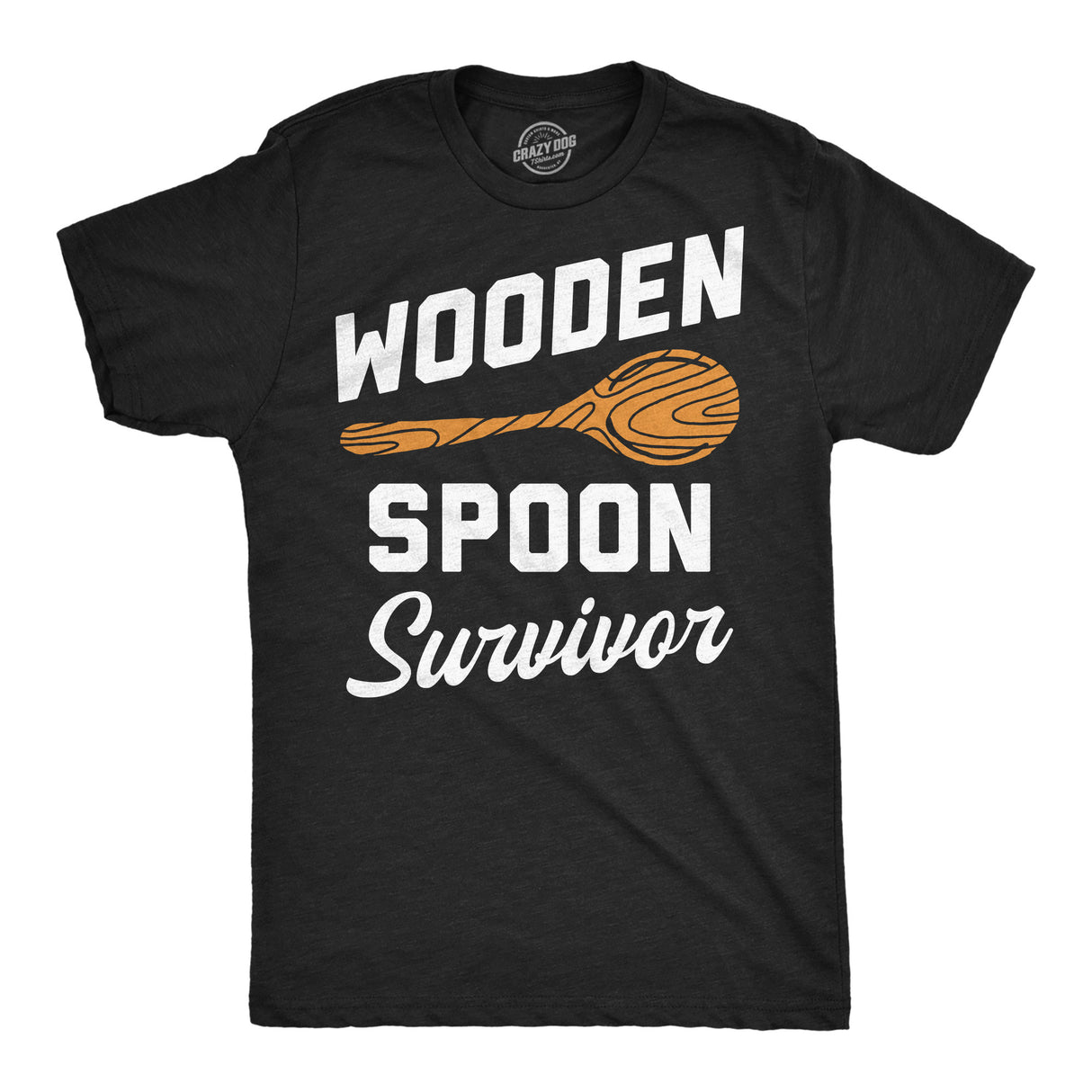 Mens Funny T Shirts Wooden Spoon Survivor Sarcastic Parenting Graphic Novelty Tee for Men