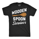 Mens Funny T Shirts Wooden Spoon Survivor Sarcastic Parenting Graphic Novelty Tee for Men