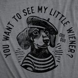 Mens Funny T Shirts You Want to See My Little Weiner Sarcastic Puppy Graphic Novelty Tee for Men