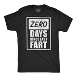 Mens Funny T Shirts Zero Days Since Last Fart Sarcastic Farting Graphic Novelty Tee for Men